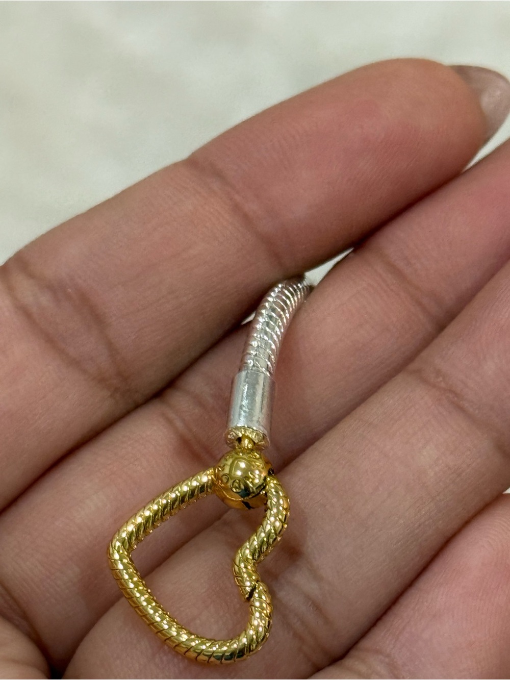 Pandora Moments Heart Closure Snake Chain Bracelet Pair - Picture 4 of 5